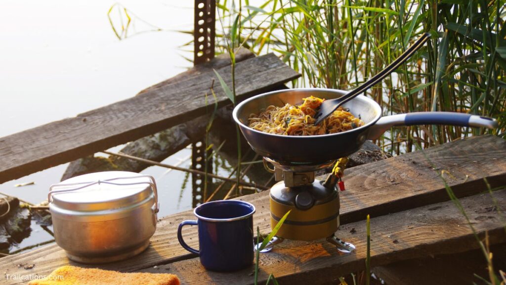 Dehydrated camping meal for one in the backcountry