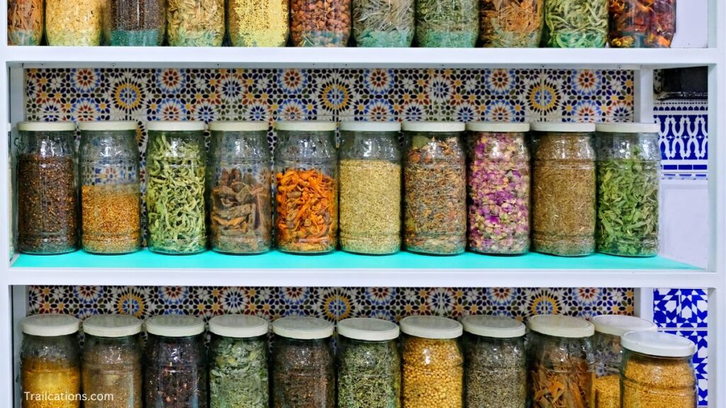 Dehydrated food stored in pantry jars