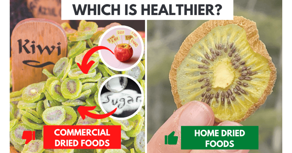 Be wary of added ingredients in store-bought dehydrated food. Some commercial foods contain cheap filler ingredients such as artificial sweeteners, preservatives and salts. Always check ingredients before buying!