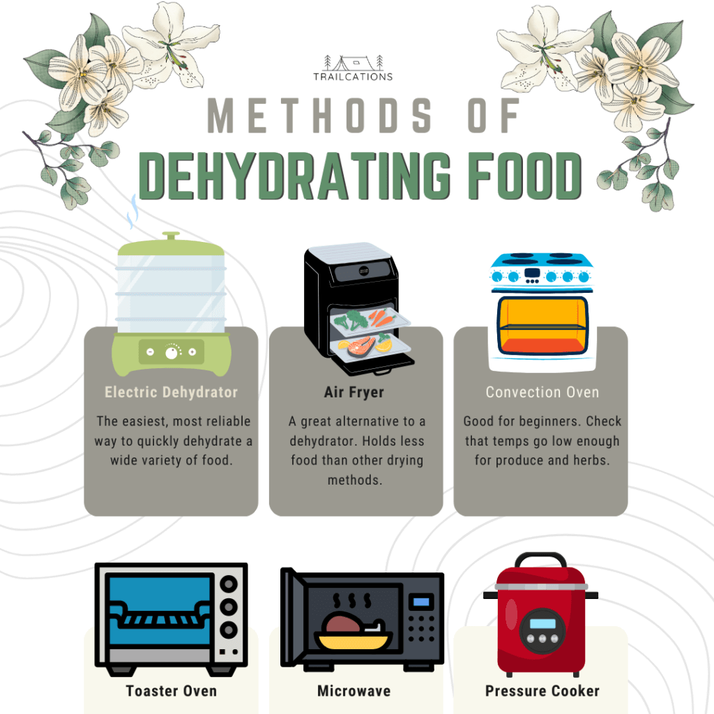 Different Ways portion of infographic of How to Dehydrate Food