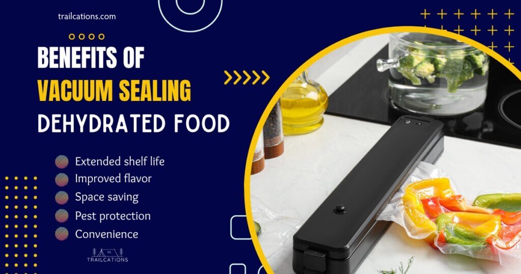 There are so many benefits to vacuum sealing dehydrated food for longer shelf life. If you don't have access to a vacuum sealer, try using food grade oxygen absorbers instead.