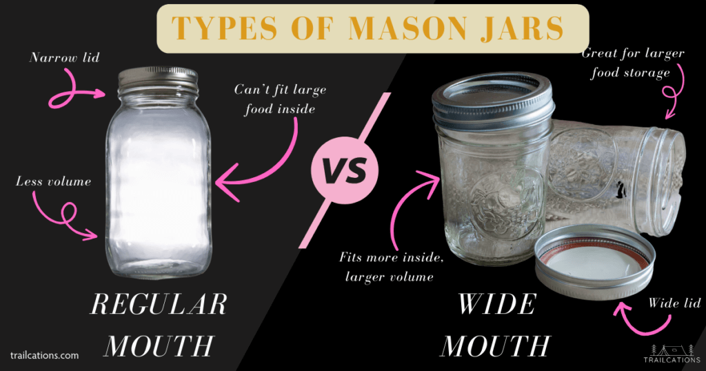 When storing dehydrated food, it usually is best to choose wide-mouthed canning jars. They can hold more food, are stackable and can fit larger types of food. 