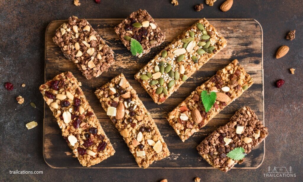 High calorie, nutrient-dense and portable foods like granola bars are excellent food to bring while day hiking.
