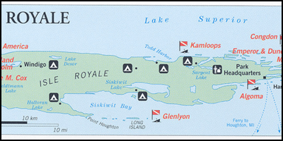 Isle Royale scuba diving shipwreck map