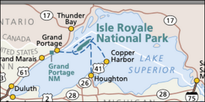 Isle Royale regional map how to get to Isle Royale ferry seaplane