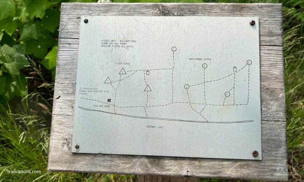 Each of Isle Royale's 36  campgrounds have campsite maps upon entering into the tenting area.